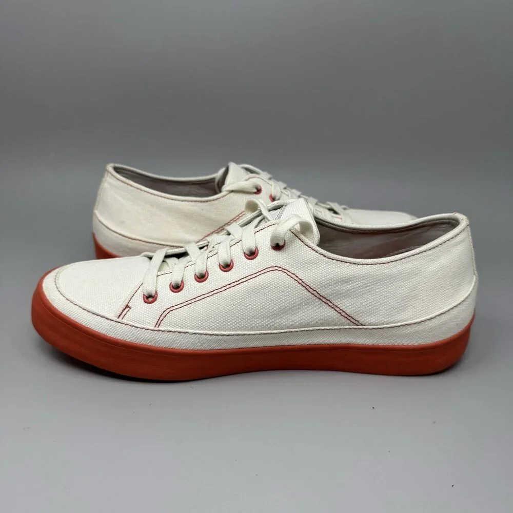FitFlop Women’s Shoes Super T White Orange Canvas Casual Trainers  Size 10